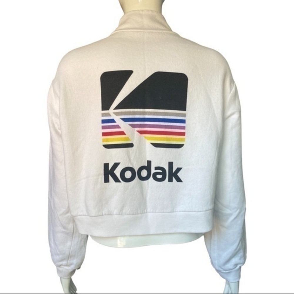 H&M DIVIDED KODAK White Zip Up Cropped Sweater - Picture 1 of 6